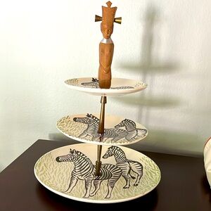 Vintage Royal China African Zebra Snack Tray